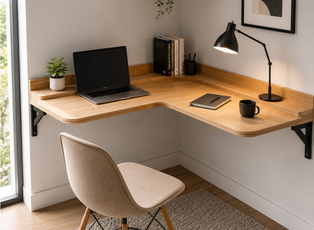 Custom corner study table made with plywood