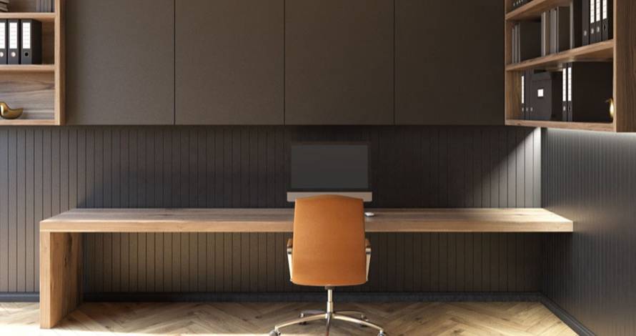 Modern study room with plywood study table by Mikasa Plywood