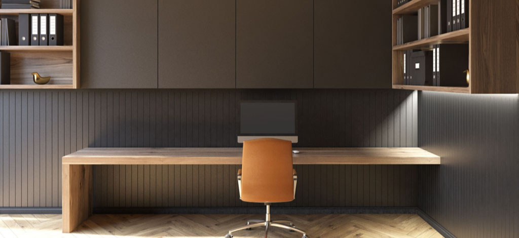 Modern study room with plywood study table by Mikasa Plywood